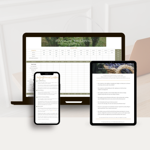 budgeting toolkit shown on imac, tablet and iphone