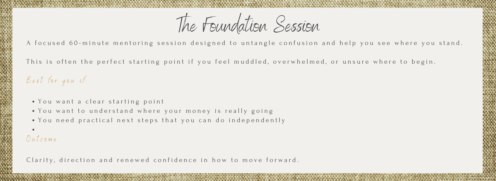 notecard depicting The Foundation Session