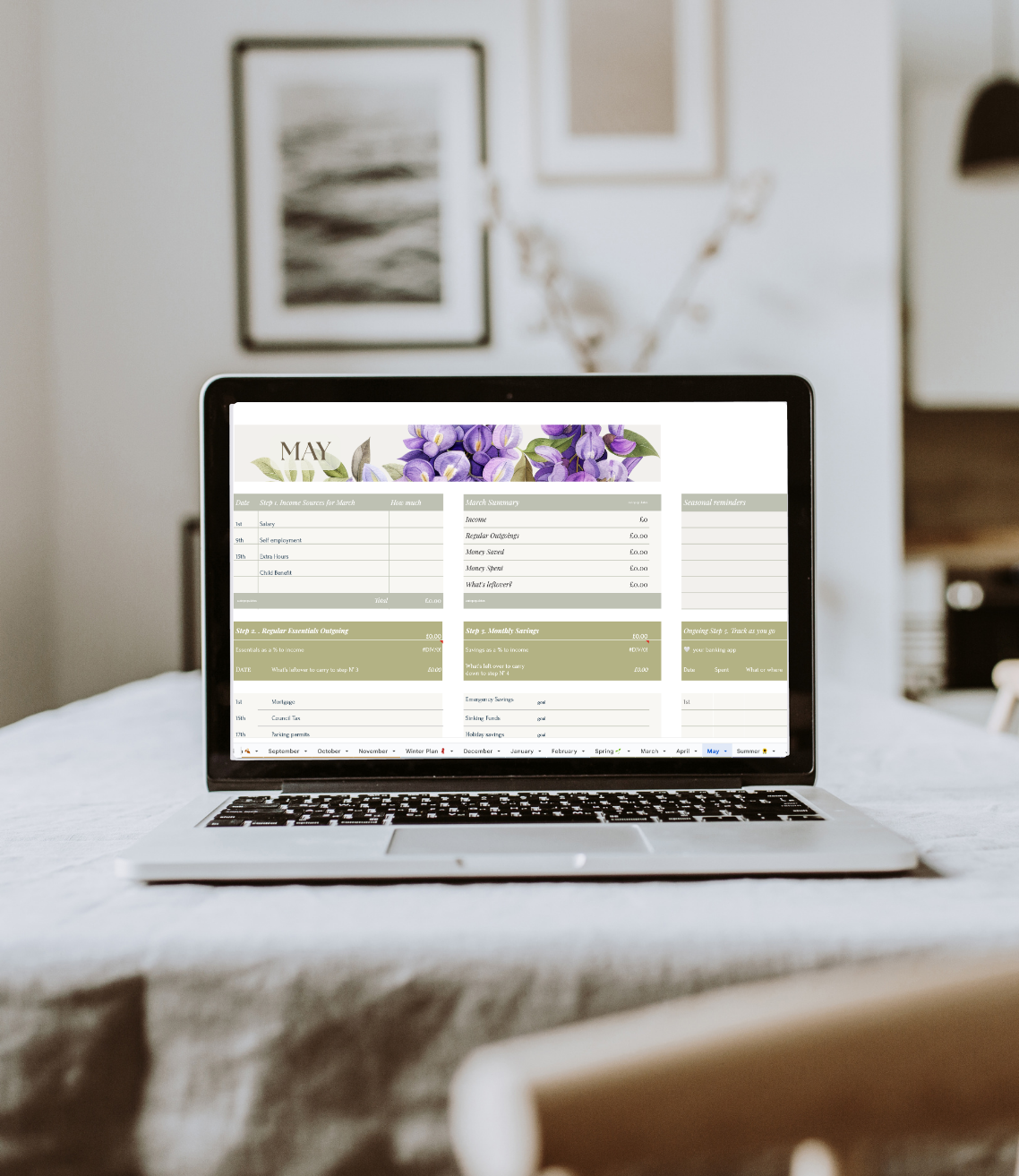 May Seasonal Toolkit Month of May from the digital seasonal toolkit showing on a laptop